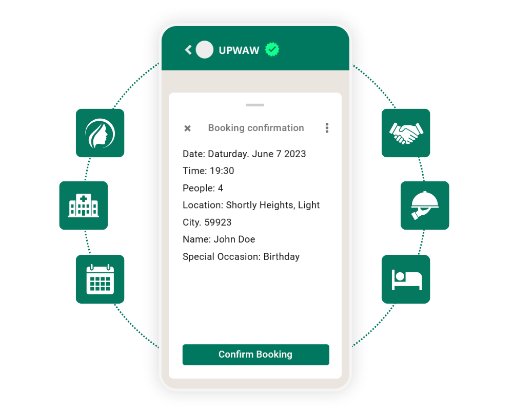 تدفق WhastApp
ميزة الحجز